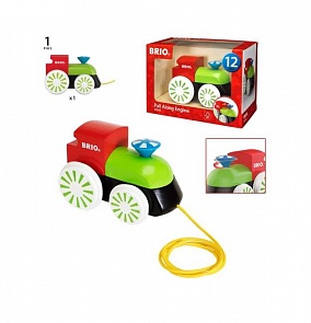 Каталка-локомотив деревянная с веревочкой (Brio, 30240)